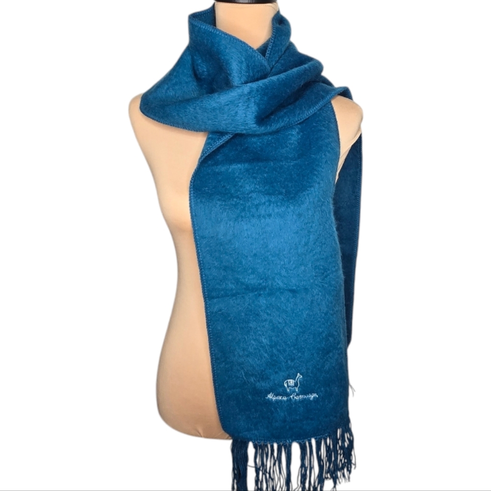 Alpaca Camargo Teal Blue Alpaca Blend Scarf‎